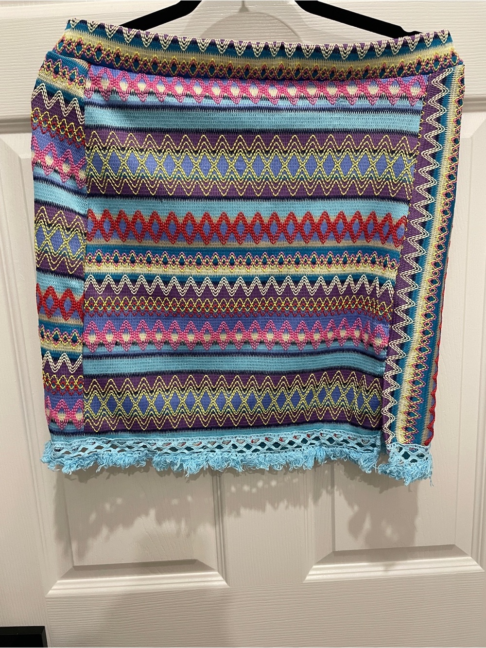 SHEIN Curve Boho Multicolored Crochet Mini Skirt with Fringe 1XL